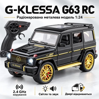 Радиоуправляемая машинка Mercedes-Benz AMG G63 1:24 — металлическая RC модель G-Class G-Wagon на пульте 2.4GHz, свет, звук, открывающиеся двери, Pull-Back, коллекционная машинка