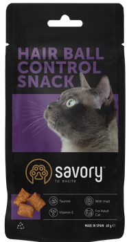 Chrupiące przysmaki Savory Snack poduszeczki dla kotów kontrola kul włosowych 60 g (31485) (4820232631485)