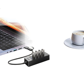 Розширювальна док-станція SIPOLAR Type-C USB 3.0 з двома головками, розгалужувачем на 4 порти, конвертером, подовжувачем, аксесуарами для ноутбуків, адаптером FS-4A30H2 (0,6 м)