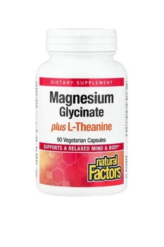 Магний бисглицинат с л теанином Natural Factors magnesium bisglycinate theanine успокаивающий комплекс для сна от стресса тревожности и нервного напряжения хелат магния и теанин средство от судорог магнезиум глицинат для снижения кортизола 90 капсул