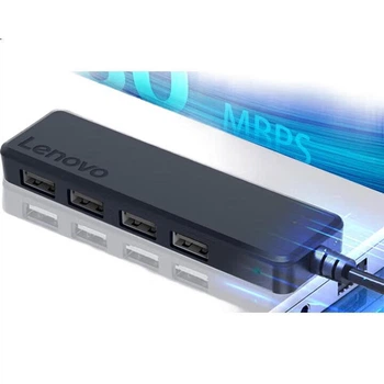 USB-хаб Lenovo, конвертер інтерфейсу 2.0, високошвидкісний адаптер розширення док-станції, концентратор-хаб, USB-подовжувач, чотиривхідна розширювальна док-станція, підходить для ноутбуків та настільних комп'ютерів, 1,5 м
