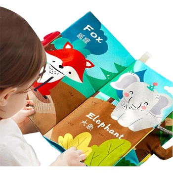 Набор из 3 мягких книжек-переносок для малышей Xinger Baby Cloth Books: прочные, износостойкие, моющиеся, не выцветающие, с рисунком «Океан, джунгли, ферма, хвост».