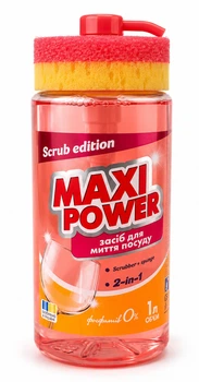 Засіб для ручного миття посуду Maxi Power Scrub edition, 1 л