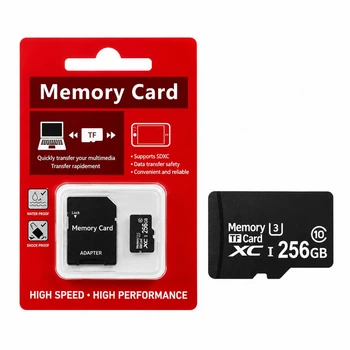 Карта пам'яті microSD 256GB Class 10 з SD адаптером для смартфона, MP3-плеєра, відеореєстратора та дитячого годинника