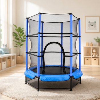 Батут дитячий TILLY BT-RJ-0072 із захисною сіткою 140 см до 100 кг синій
