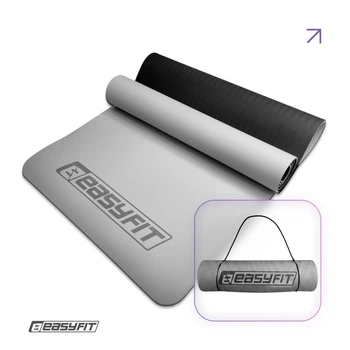 Коврик для йоги и фитнеса EasyFit TPE+TC 6 мм двухслойный серый-черный 4697910