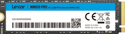 SSD диск Lexar NM610PRO 1TB M.2 2280 PCIe Gen3x4 NVMe SSD (8433671287234)