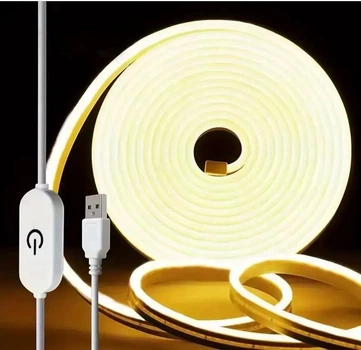 Світлодіодна гнучка неон стрічка ART 573, 5 м, IP65, USB, холодний білий