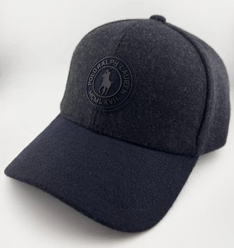 Мужская Зимняя Бейсболка Polo из Итальянской Шерсти с Ушами (Темно-Серая с Черным Козырьком) размер S (55-57 см)