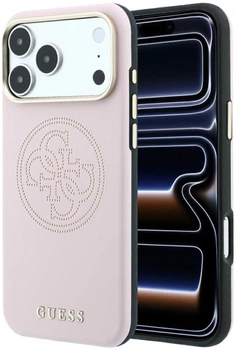 Панель Guess Perforated 4G Gold Logo MagSafe для Apple iPhone 18 Pro Max / Apple iPhone 17 Pro Max Pink (3666339652876)