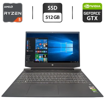 Игровой ноутбук HP Pavilion Gaming 15 / 15.6" (1920x1080) IPS / AMD Ryzen 5 3550H (4 (8) ядра по 2.1 - 3.7 GHz) / 16 GB DDR4 / 512 GB SSD / nVidia GeForce GTX 1650, 4 GB GDDR5, 128-bit / WebCam б/у