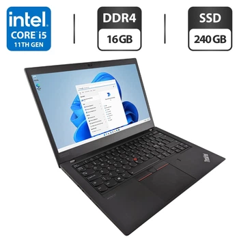 Ультрабук Lenovo ThinkPad T14 Gen 2 / 14" (1920x1080) IPS / Intel Core i5-1135G7 (4 (8) ядра по 4.2 GHz) / 16 GB DDR4 / 240 GB SSD / Intel Iris Xe Graphics / WebCam б/у