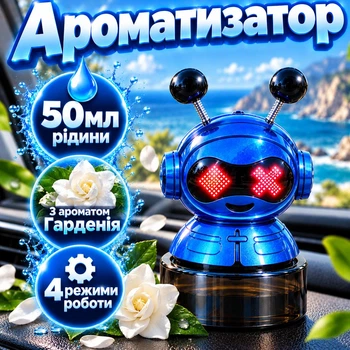 Автомобильный ароматизатор робот Синий пахучка для авто многоразовый освежитель воздуха в машину
