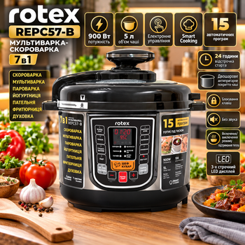 Мультиварка-скороварка Rotex REPC57-B 5 л 900 Вт 15 программ