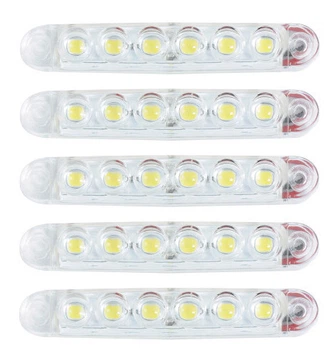 Габарит LED прямокутний 100х10 мм 12/24V 6 діодів Лінза Білий 5 шт (МРТ 23)