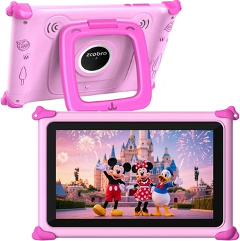 Детский планшет с чехлом 7" 32 ГБ Android, Wi-Fi, GMS, родительский контроль, противовоударный розовый
