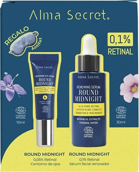Zestaw do pielęgnacji twarzy Alma Secret Round Midnight Serum z retinalem 0.1% 30 ml + Krem pod oczy 10 ml + Maska do spania (8436568714240)