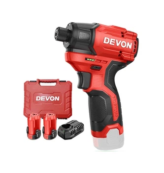 Бесщёточный ударный аккумуляторный шуруповёрт Devon 5767C + 2 аккум. 12V 2.0 Ah + ЗУ 40 Вт