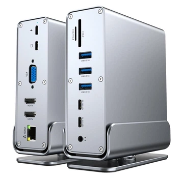 Хаб Док станция Deepfox-2520 13 в 1 с поворотной подставкой USB Type-C концентратор для ноутбука компьютера 13 портов