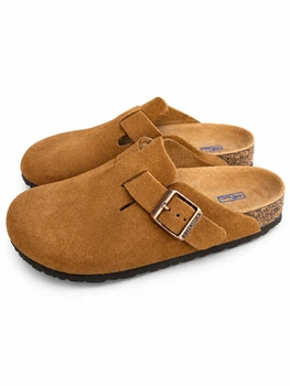 Жіночі клоги-шльопанці Birkenstock коричневі з натуральної замші з замшевою устілкою розмір 36