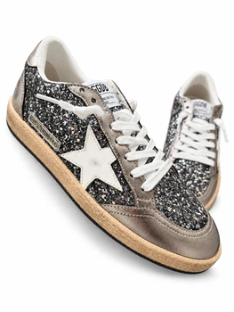Жіночі кеди Golden Goose темно-сріблясті з натуральної шкіри у повному пакуванні розмір 36