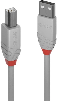 Kabel Lindy Anthra USB Type A - Type B M/M 2 m Grey (4002888366830)