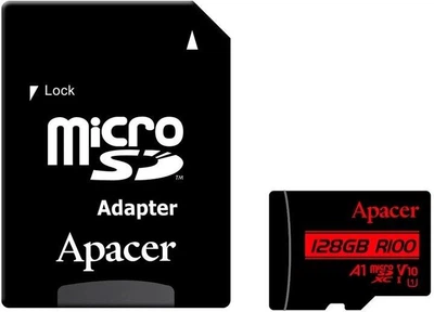 Карта пам'яті Apacer 128GB microSDXC Class 10 UHS-I U1 V10 A1 (AP128GMCSX10UB-R) + SD-адаптер