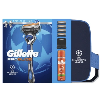 Подарунковий набір UEFA Champions League Special Edition: Станок Gillette Fusion5, Гель для гоління Gillette 200 мл + Косметичка
