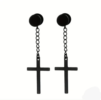 Сережки-цвяшки Хрестики TTM Stainless Steel (медична сталь) Довжина 5,3 см.
