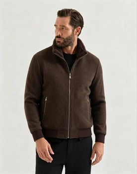 Brunello Cucinelli — мужская коричневая пуховая куртка-бомбер с меховым воротником 2XL