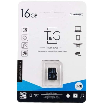 Карта памяти T&G microSDHC (UHS-1) 16 GB class 10 (без адаптера) (Черный) (51132)