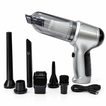 Автомобильный пылесос Suitu ST-6645Pro с Type-C 12000Па 120W 4000 мАг ручной беспроводной аккумуляторный автопылесос Серебряный