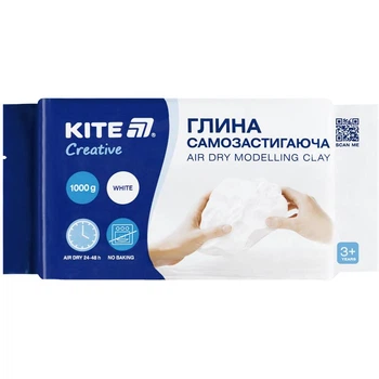 Глина самозастывающая Kite Creative белая 1000 гр, вакуумная упаковка (k-290)