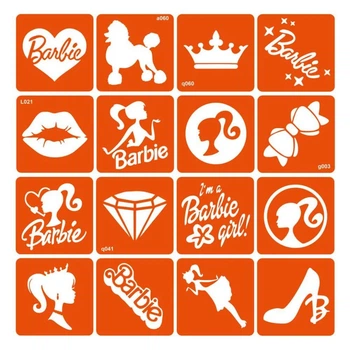 Набор трафаретов для био-тату Barbie Fresh Tattoo 16 штук 6х6 см