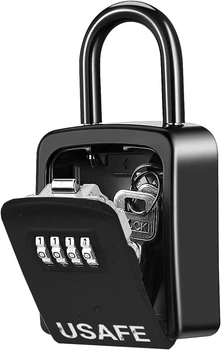 Подвесной металлический мини-сейф для ключей uSafe KS-05s с паролем и крючком Черный