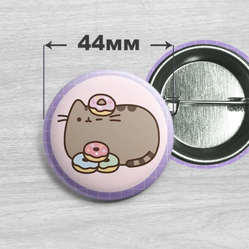 Значок кіт Пушин / Pusheen the cat. №33. 44мм
