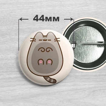 Значок кот Пушин / Pusheen the cat. №41. 44мм
