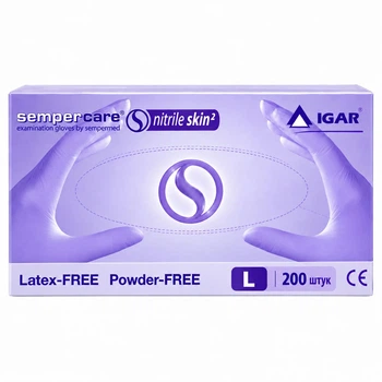 Перчатки нитриловые Igar Sempercare Nitrile Skin2 смотровые нестерильные неопудренные L 100 пар.