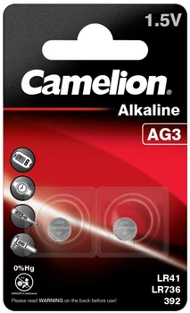Bateria Camelion Alkaline AG3 / LR41 Button cell BP2 2 szt (12050203) (4260216454806)