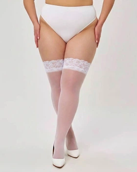 Панчохи з мереживом великого розміру білі One size