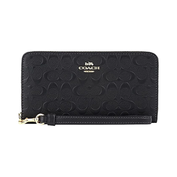 Гаманець жіночий Coach Long Zip Around Wallet In Signature Leather Gold/Black