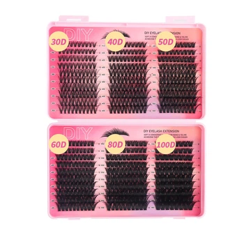 Пучковые ресницы для наращивания DIY Eyelash Extension (30D, 40D, 50D, 60D, 80D, 100D), микс длин Young Lash, черные