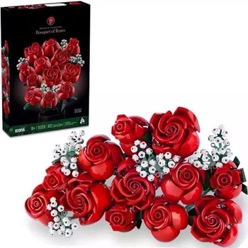 Конструктор цветы 3д букет красных роз Flower Bouquet 822 детали цветочная композиция из мини-блоков 3d для взрослых и детей