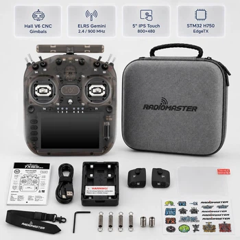 Джойстик RadioMaster TX16S MK3 Transparent Charcoal ELRS Gemini, EdgeTX, Hall V6, 16 каналів, сенсорний екран 5″, 2.4 / 900 МГц