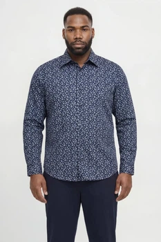 Сорочка з візерунком Barnes Dobby Jack&Jones темно-синя 6XL (400153-dark-blue-13619)