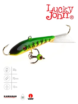 Балансир Lucky John FIN 5 70 мм 20 г морозостойкий пластик красный/прозрачный