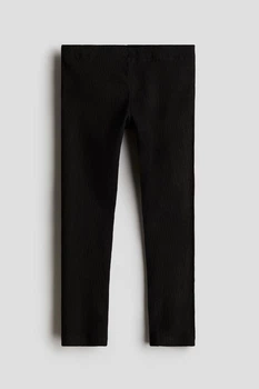 Дитячі легінси для дівчинки H&M 061193717_black 110 см 4-5 р. Чорні в рубчик (6666000384478)