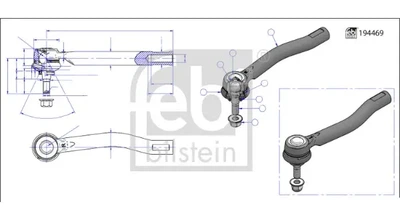 Наконечник поперечної рульової тяги FEBI 194763 Nissan Leaf D85203RA1A, D85203RA1B, D85203SG1A