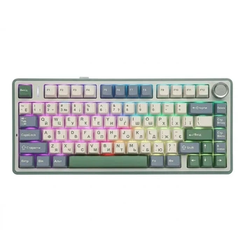 Бездротова механічна клавіатура AULA F75 Wireless Green, LEOBOG Graywood V3 Switch, 75%, RGB, UKR/ENG (2.4G/Bluetooth/USB)