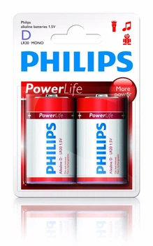 Батарейка Philips PowerLife D (LR20), блістер 2 шт